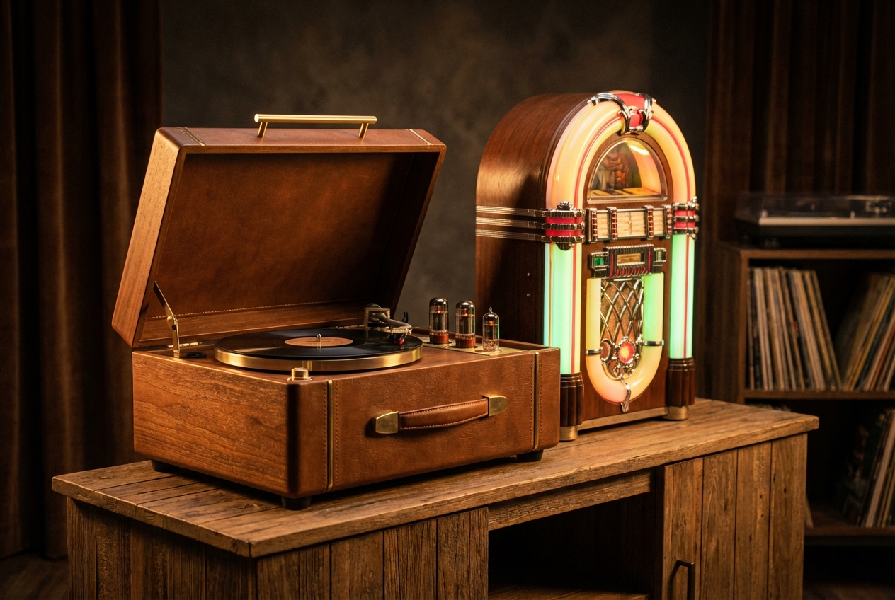 Arkrocket retro turntable and jukebox